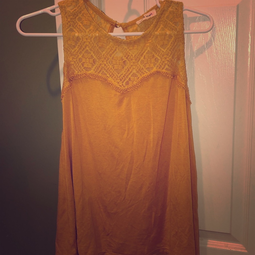 Yellow lace tank top